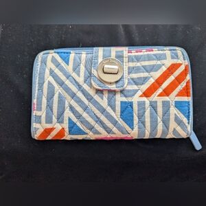 Vera Bradley Blue and Orange Geometric Wallet